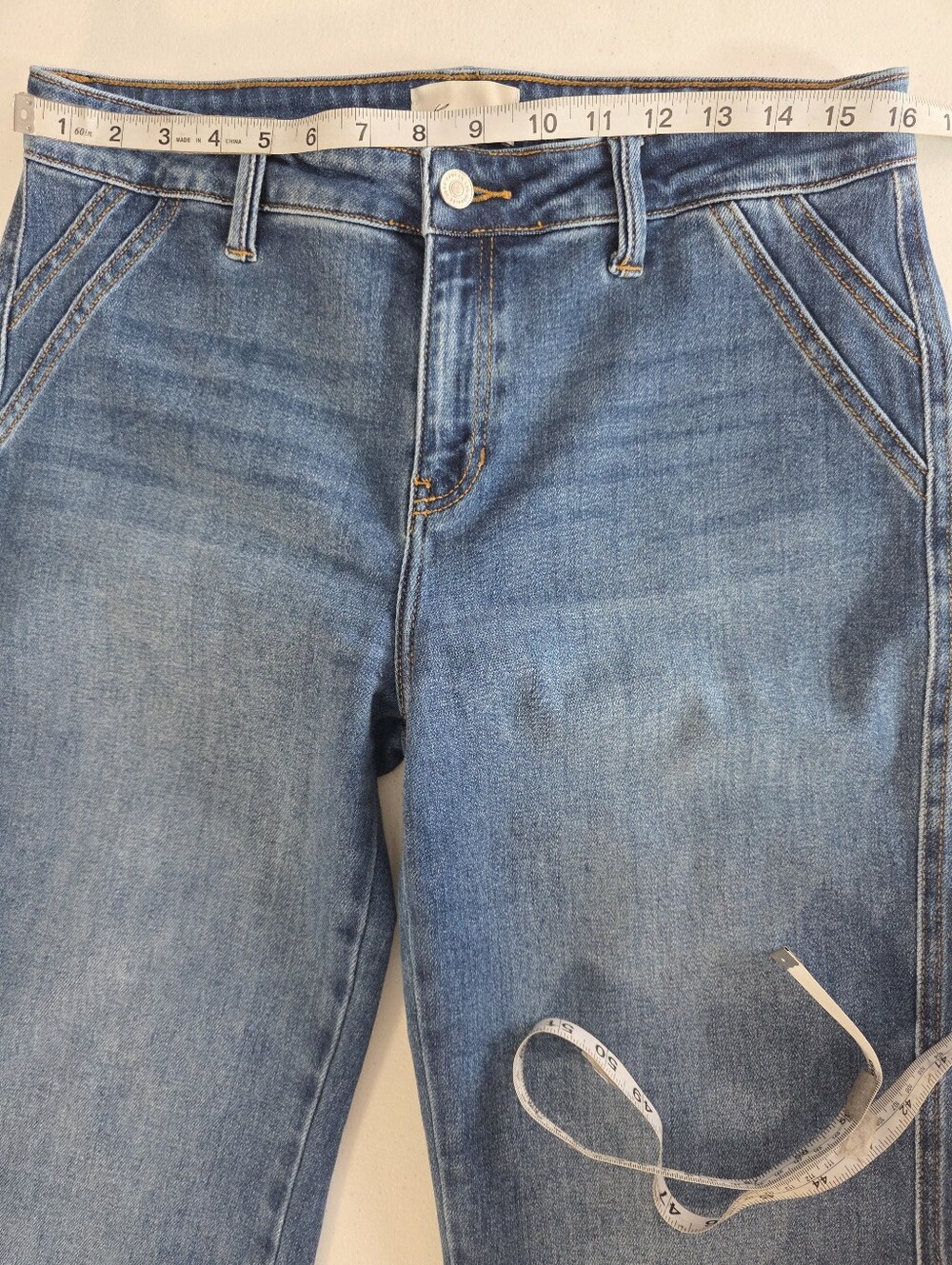 KanCan Petite Mid Rise Wide Flare Jeans Women's 11/29 Medium Wash Stretch - Picture 5 of 10